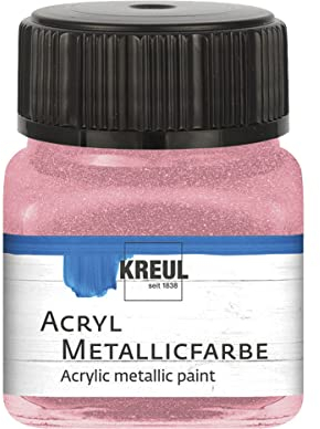 Kreul 77274-Vernice, Bicchiere da 20 ml in Rosa, Vernice acrilica Glamour a Base d'Acqua con Effetto Metallizzato, Copertura cremosa, Asciugatura Rapida e Impermeabile, Pink, 20 unità