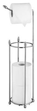 Lakeland Loo Roll Stand & Store 16cm x 59cm H – Shiny Steel Toilet Roll Holder Holds 4 Rolls