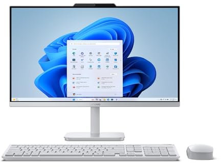 Lenovo A100 Desktop All-In-One, Display 24 FHD (1920x1080), Intel N100, RAM 16GB, 512GB SSD, Speakers, WiFi 6, Windows 11 Home, Mouse + Tastiera - Cloud Grey