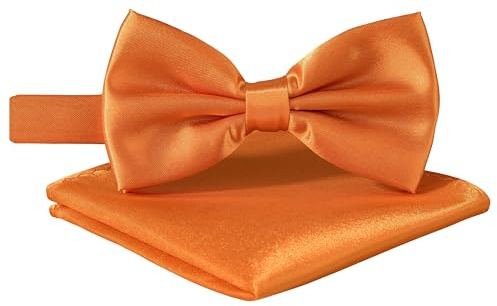 BomGuard Herren Fliege mit Einstecktuch – Orange