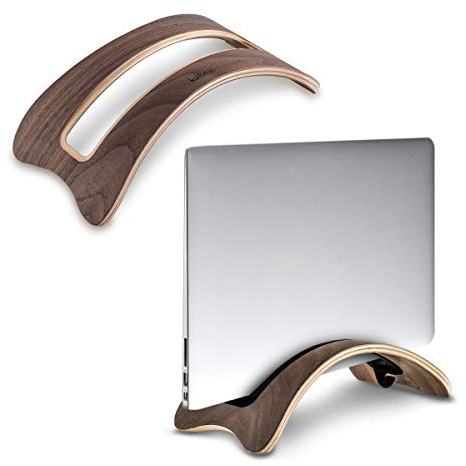 kalibri Laptop Ständer Notebook Stand - Halterung aus Holz 3X Silikoneinsatz für MacBook Air/Pro/Pro Retina/Tablet iPad - Walnussholz