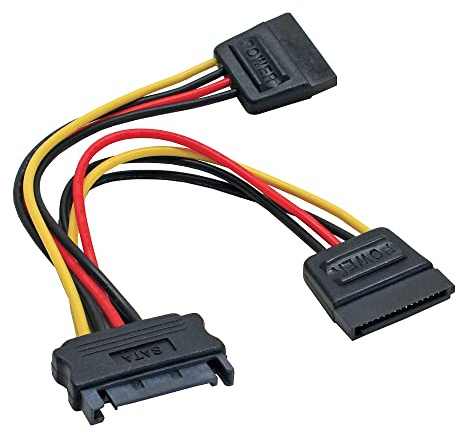 InLine 29683 SATA ström-Y-kabel, SATA-uttag till 2x SATA-kontakt, 0,15 m