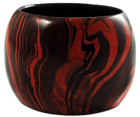 Avalaya överdimensionerat brett träarmband (svart och orange) – medelstorlek, En storlek, trä, Ingen sten