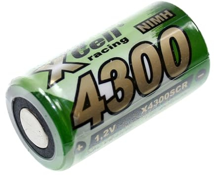 XCell Akku X4300SCR Sub-C Hochstrom Flattop (Spannung 1,2 V, Höhe 43 mm, Gewicht 77 g, ø 23 mm, 4300 mAh, NI-MH-Akku, Wiederaufladbar) 123409