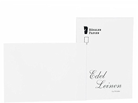 Rössler Edel Leinen-Kartenpack | Kartenset | 20 Blanko Karten zum Selbstgestalten | Format DIN A6 | Einladungskarten blanko | 11 x 2 x 21 cm | 1 Stück | Farbe: Weiß
