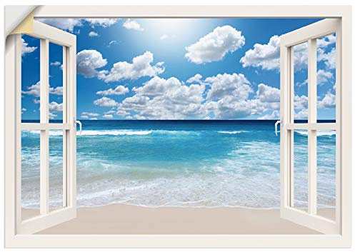 ARTland Wanddeko Wandtattoo selbstklebende Vinylfolie Fensterblick Fenster Strand Meer Maritim Karibik Südsee Urlaub Sommer T5UQ