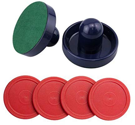 Yeelan Air Hockey Drücker & Pucks Set, Large Size, (2 Navy Drücker + 2 Lints + 4 Red Pucks)