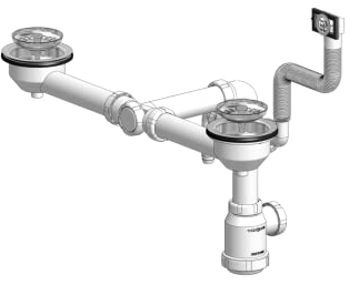 Hidrotecnoagua sifones - Desagüe fregadero ahorro espacio t-56bm diámetro 115