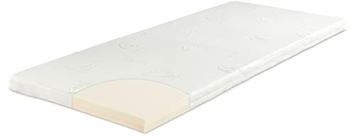 ELONEO Viskoelastischer Matratzen-Topper, MemoryFoam Matratzenauflage, Viscoauflage, Wendefunktion mit 2 Härtegraden, inkl. Aloe Vera Bezug (90 x 200 cm, Viskoschaum - 7 cm)