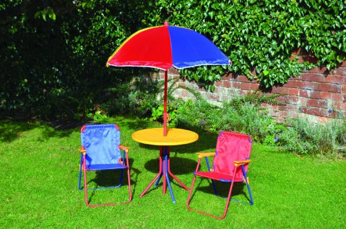 Kids Children’s Picnic Garden Parasol Umbrella Folding Patio Table Chairs Set