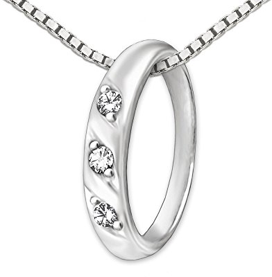 CLEVER SCHMUCK Taufkettchen mit Kinder Taufring 3 Zirkonias in weiß Brillantoptik Kette Venezia 36 cm Sterling Silber 925 für Junge Mädchen im Schmucketui