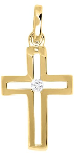 My Gold Damen Kreuz Anhänger Gold 333/750 Mit Zirkonia (Ohne Kette) Echtes Gelbgold (8/18 Karat) Kreuzanhänger Goldkreuz CrossFire