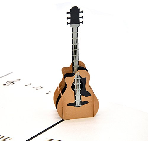 Medigy 3D-Pop-Up-Grußkarten, blanko, für die meisten Anlässe (Gitarre), Schwarz