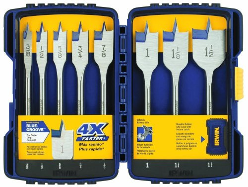 IRWIN Tools SPEEDBOR Blue Groove Pro Spade Bit Set with Case, 8-Piece (341008)