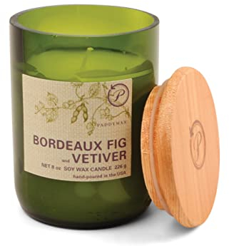 Paddywax Glass Eco Green Bordeaux Fig and Vetiver Candle, Green