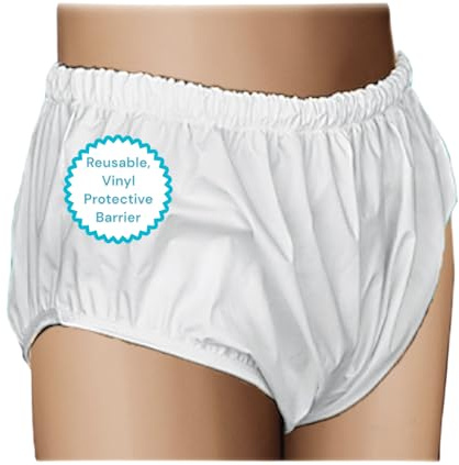 Essential Medical Supply Quik-Sorb Pull On Reusable Vinyl Incontinent Pants - Medium Size from 30in to 36in, Durable and Comfortable Vinyl Incontinence Underwear for Adults and Seniors