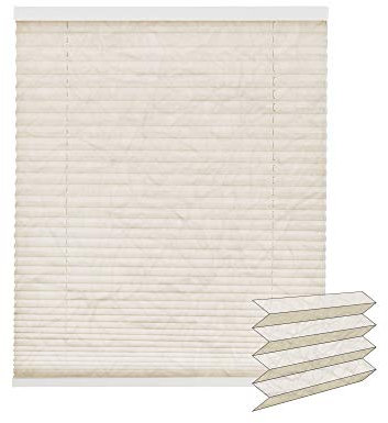 Victoria M. Plissee Standard Crush-Stoff, Plissee Sonnenschutz, Feuchtraum-Geeignet, Pflegeleichter Plisseestoff, 110 x 130 cm Creme, Crush Stoff
