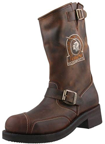 Sendra Boots Bottes de motard 3565 marron avec graisse pour cuir Roy Dunn's et sac de transport Sendra, marron, 38 EU