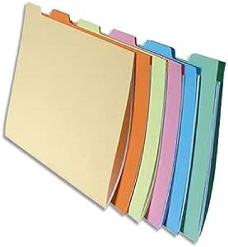 Exacompta 337000E 60er Pack Aktenmappen SUPER DIN A4 (10 Sets á 6 Mappen mit Taben) für Schubladen Hängeregistraturen, ideal für die Aufbewahrung Ihrer Dokumente Ordnungsmappe Fächermappe