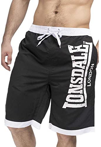 Lonsdale Short de Baño Clennell Negro / Blanco 2XL