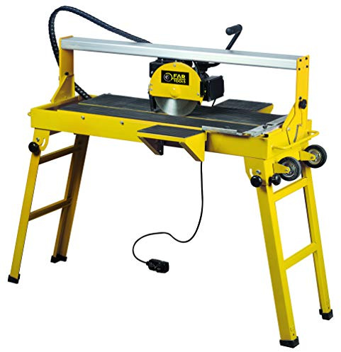 Fartools 113611-Tagliapiastrelle elettrico, per piastrelle, radiale a 48 mm, lama 200 x 22,2 x 2 mm, tavola inclinabile, laser 1200 W