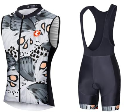 UGLY FROG Rennrad MTB Bike Wear Radtrikot Herren Ärmellos Fahrradbekleidung Set Outdoor Sports Radfahren Jersey Vest + Radfahren Latzhose Shorts im Sommer DEHerren20