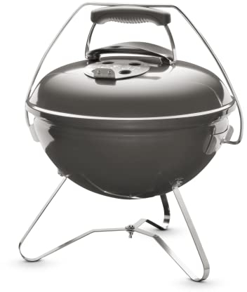 Weber Barbecue à charbon Smokey Joe Premium / Conception portable, couvercle et cuve émaillés en porcelaine, surface de cuisson de 37 cm, poignée Tuck-N-Carry, gris