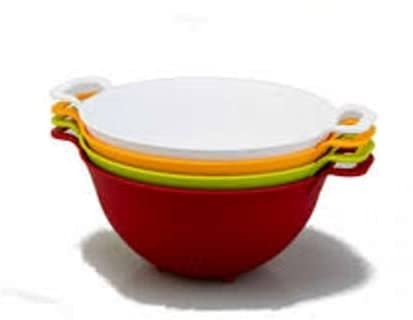 Ecoplast | Colapasta in Plastica ø18, Scolapasta con Manici in Colori Assortiti Tortora/Bianco/Rosso/Mandarino, Made in Italy