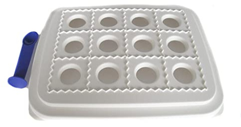 Tupperware Großes Ravioli-Party Set - Raviolimaker Hausgemacht 12 Stück Quadratisch 6x6cm - Dosierlöffel 2ml Inklusive - Lebensmittelechtes Thermoplast - 31x25cm - Weiß