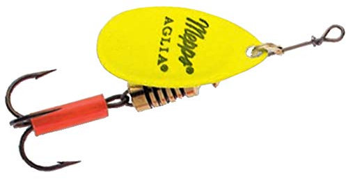 Mepps spinner aglia cuillère cuillère, leurres pour pêche à la truite de mer, poisson Persique, Brochet Saumon Bass Fishing Tackle, Homme bébé femme, - Fluoro Yellow, Fluoro Yellow Size 4