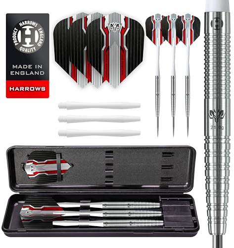 Harrows Wolfram 97% Tungsten Stahlspitzen Dart Set 21g, 22g, 23g, 24g, 25g & 26g - Inklusive Speedline Schäfte, Marathon - Wolfram Flights & Reiseetui (24g)