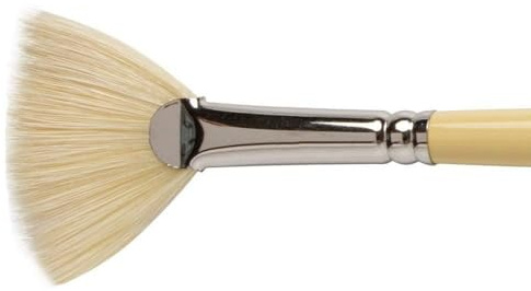 Winsor & Newton 5878006 Künstler - Chunking Schweineborsten Pinsel für Ölfarben, hohe Farbaufnahme, gleichmäßige Farbabgabe - Fächerpinsel Nr. 6, langer Stiel