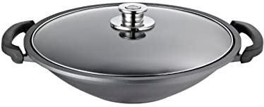 Schulte-Ufer Globus i Wok inkl. Ablagegitter, Aluminiumguss, Schwarz, 36cm