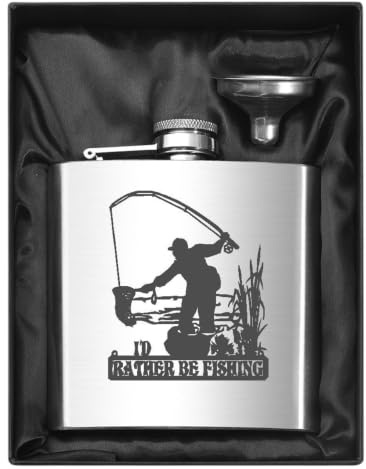Fishing 7oZ Hip Flask Gift Boxed hf3 can be Personalised Engraved