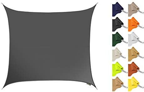 Kookaburra 3.6m Square Water Resistant Garden Patio Sun Shade Sail Canopy 96.5% UV Block with Free Rope (Charcoal)