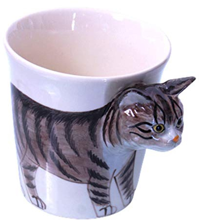 3D Tier/Katzen-Tasse 3D groß/lustig/mit Ohren Tasse/Becher Katzen-Motiv/Katzenliebhaber Geschenk-Idee/Deko-Ration Keramik