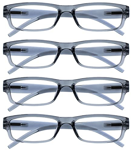 OPULIZE Grigio Leggero Comodo Lettori Valore 4 Pacco Stile Designer Uomo Donna Uvr4Pk032Gr +2,00-88 Gr