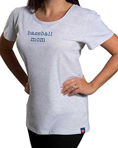 Pavilion Gift Company Women's Baseball Mom Semi-Fitted T-Shirt, Light Grey, Large