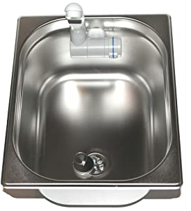 Edelstahl Spülbecken Camping Spüle Waschbecken + Ablauf 325x265x200mm Barwig Grau Wasserhahn integriert (ad-ideen)