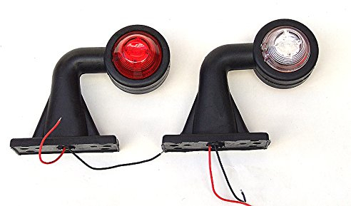 A1 2X LED Lichtleittechnik Begrenzungsleuchten rot-weiß Umrissleuchte LKW Trailer Anhänger E-Mark 12V 0207