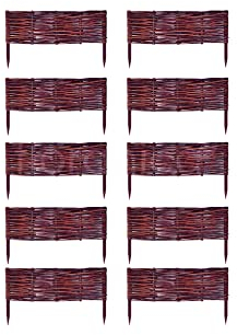 Floranica Bordures de Parterre en Saule Lot de 10 pièce 10 cm x 50 cm Clôture en Bois de Osier pour Bordure Plate-Bande Palissade Bordures de Fleurs Décoratives Panneau en Saule