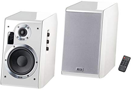 HECO Ascada 2.0, weiß – 1 Paar kraftvoller, wertiger Aktiv-Lautsprecher mit vielen Anschlussmöglichkeiten und edlem Klavierlack-Gehäuse