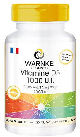 Vitalstoffe vitamine D3 1000 I.E. - 25µg (1000 UI) Cholécalciférol - 100 capsules | Herba Direkt - Qualité des pharmacies allemandes