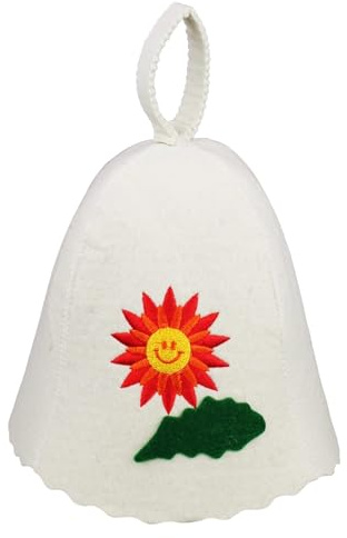 GMMH® Saunahut aus Wollfilz, Saunamütze für Damen, Blumen Muster und Design, Filz Kopfschutz Saunakappe Filzkappe Mütze Filzhut Hut Kappe für Sauna, Banya, Finnische Sauna (Sonne 1122)
