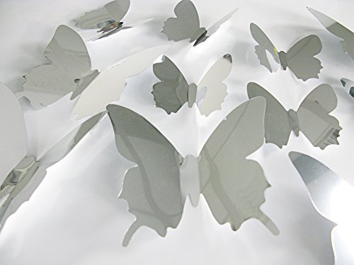 Kit de 12 adhesivos de mariposas 3D, efecto espejo, 3D-papillons-mirror