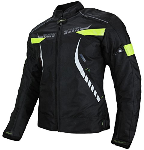 HEYBERRY Damen Motorradjacke Textil Schwarz Neon Gr. L / 40