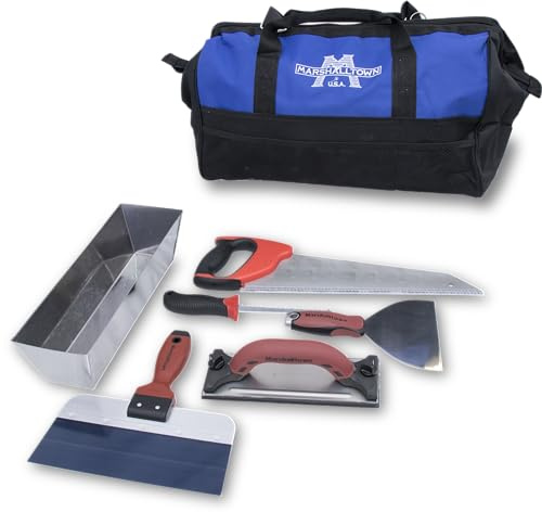 Jeu d'outils de démarrage pour les cloisons sèches de Marshalltown avec sac à outils en nylon bleu