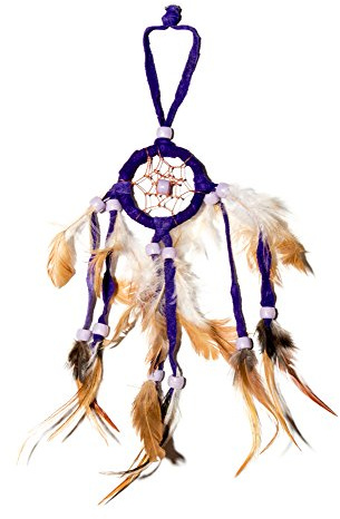 20cm x 4cm Dreamcatcher Traumfänger Lila Leder Auto Kinder Fair Trade