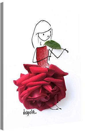 PICANOVA – Rose 40x30cm – Premium Leinwanddruck – Kunstdruck Auf 2cm Holz-Keilrahmen Für Schlaf- Und Wohnzimmer Von Virgola Art