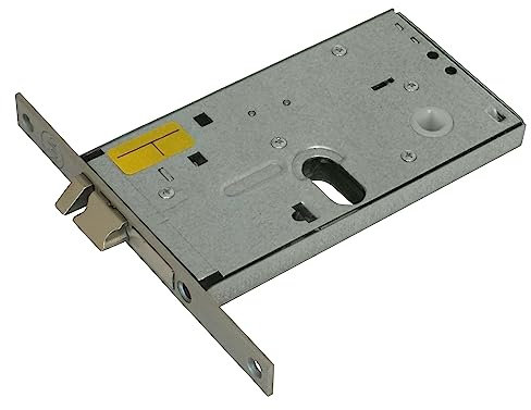 Serratura Elettrica Da Fascia '950' Per Porte In Alluminio. Finitura Verniciata Nera. Foro Ovale Per Cilindro, Scrocco E Pistone Di Ricarica Reversibili. Vite Di Fissaggio Per Cilindro. Senza Cilindro. Alimentazione 12V. Con Scrocco.